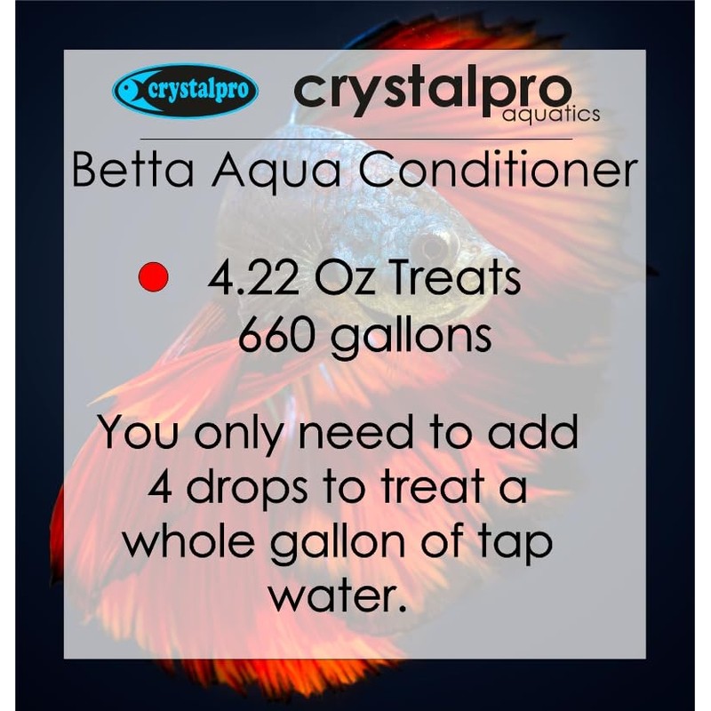 Crystalpro Betta Water Conditioner Treats 660 Gallons - Concentrated Betta