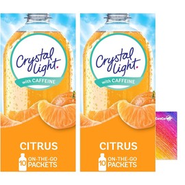 Crystal-Light On The Go Drink Mix - Two (2) Pack of 10pck/0.13oz Pouches - Sugar-Free, Low-Calorie Refreshment Anytime, Anywhere and One CureCor Collective Sticker! (Citrus)