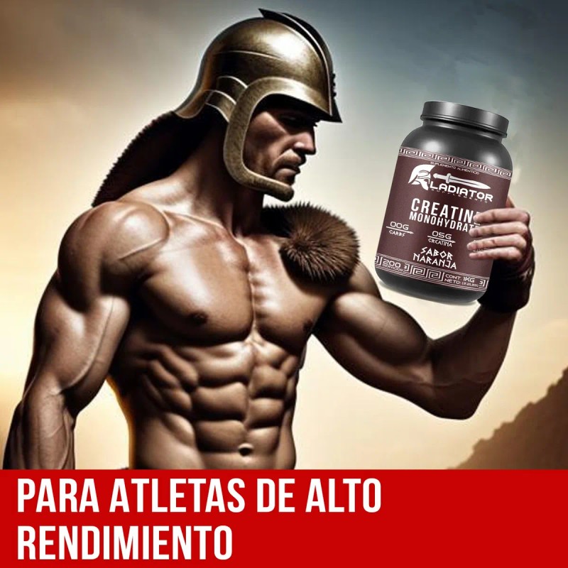 Creatina Gladiator Monohidratada 1kg 200 Servicios Sabores Naranja