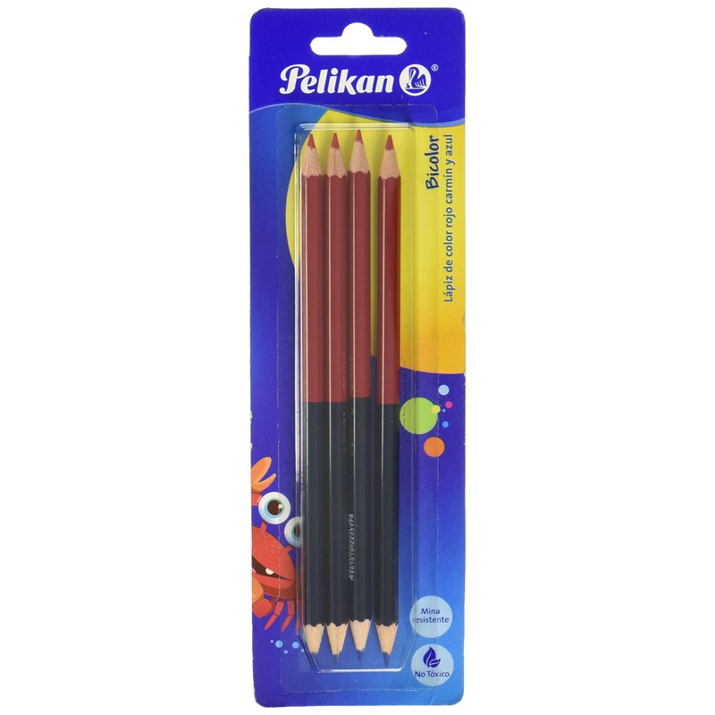 Tarjeta 4 lápices Bicolor Rojo/Azul