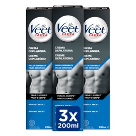 Veet Men Hair Removal Cream for Back, Arms and Legs, Sensitive Skin, 3 x 200ml