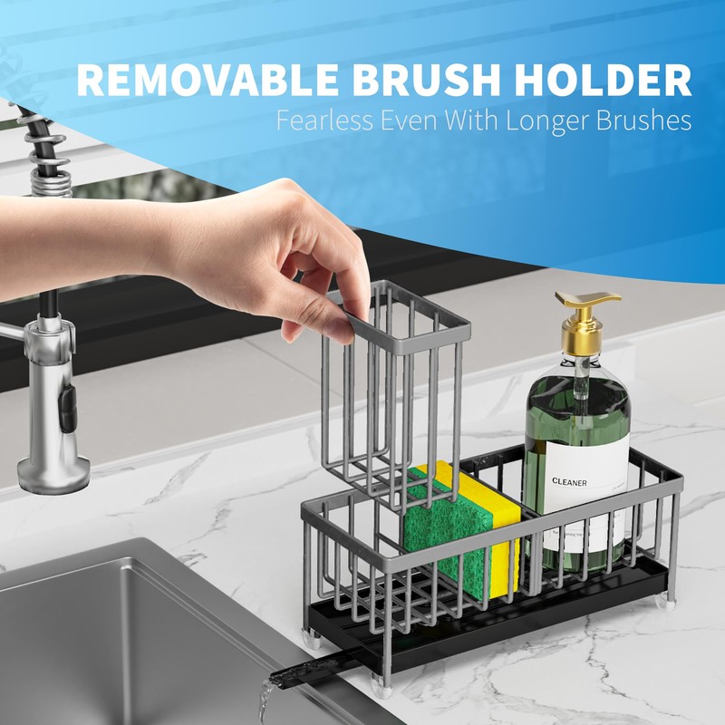 Cisily Sponge Holder for Kitchen Sink, Sink Caddy Organizer with