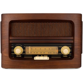 ClearClick Classic Vintage Retro Style AM/FM Radio w/ Bluetooth & Wood Exterior