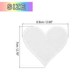 sourcing map Heart Shaped Iron on Patches 6.8x7cm Embroidered Sew Patches Appliques Garment Embellishments for Clothing Repair Backpack Shoes Decoration White 120Pcs