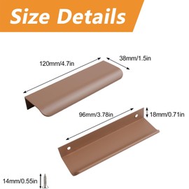 MOROBOR Finger Edge Handle Concealed Handle Modern Style Curved Aluminum Alloy Invisible Handle Wardrobe Handle for Cabinet Hardware Drawer 120mm Brown Pack of 8