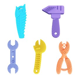 TNSRAY Beißröhrchen, 5 Stück Beißring für Babys, Kauspielzeug Greifling Beißspielzeug BPA-Frei Silikon Baby, Zahnungshilfe Beißring Baby, Kühlend Zahnungshilfe Spielzeug Geschenke für Neugeborene