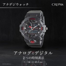 Clefer TS-AD252-RD Men's Wristwatch, Waterproof, Urethane Strap, Black, red