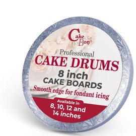Cakebon Cakebon Cake Boards - Sturdy 1/2 Inch Thick Drums - 8 Inch Professional Smooth Straight Edges Silver 3-Pack