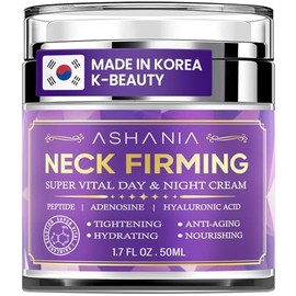 Korean Neck Firming Cream For Deep Neck Wrinkles, Loose Skin & Neckline Care – Peptide & Adenosine Tightening Cream with Hyaluronic Acid - Made in Korea 1.7 fl oz