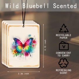 AgriFusion Tech Butterfly Car Air Freshener 4 Pcs, Watercolor Floral Scented Hanging Decor for Women Girls, Vehicles Home Garden, Nature Inspired Mirror Gift