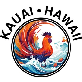 CafePress Kauai Hawaii Rooster (With Black Lettering) Large Zipper Toiletry Pouch, 12.5" x 8.5"