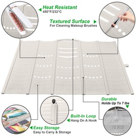 Mofason Large Bathroom Sink Makeup Mat Space Saver,Silicone Makeup Organizer Cover for Over Countertop,Small Bathroom Must Haves Accessories Rv Camper Travel Foldable Gadgets-Pearl