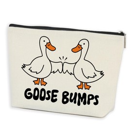 Funny Goose Bumps Pun Makeup Bag Cute Animal Humor Cosmetic Bag Goose Lovers Gifts Friendship Gifts for Women Girls Best Friends Bestie Daughter Sisters Christmas Birthday Gifts Travel Toiletry Bag