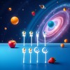 8pcs Blue and Gold Astronaut Fruit Fork for Kids, Fun