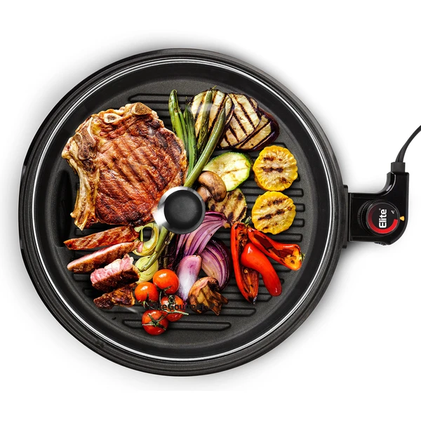 Elite Gourmet EMG6505G Smokeless Indoor Electric BBQ Grill with Glass