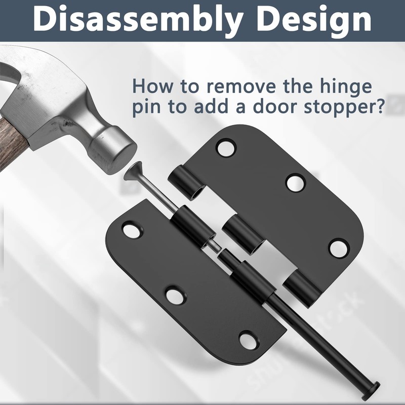 30 Pack Rounded Door Hinges 3.5 x 3.5 inch, 5/8