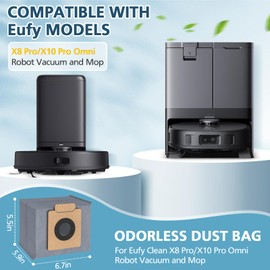 12 Pack X10 Dust Bag, Fit for Eufy X10 Pro Omni Robot Vacuum, for Eufy X8 Pro Robot Vacuum Self-Empty Station, 5-Layer Filtration System Large Capacity for Eufy X10 Dust Bags