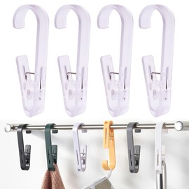 iBetterLife Laundry Hooks Hanging Clips - 4Pcs Heavy Duty Outdoor Clothes Pins, Closet Organizer Single Clip Hangers Clamps Socks Boot Bras Underwear Kids Towels for Bathroom Wardrobe Kitchen Office