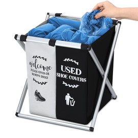 Mubozest Shoe cover dispenser，Fodable shoes covers，Shoe cover box ，Shoe cover storage for indoors open House Supplies，House indoor guest supplies（White，Black）