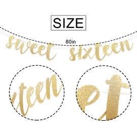 Sweet Sixteen Banner - 16th Birthday Party Decorations,16th Birthday Banner,Sweet Sixteen Sign,Happy Sweet 16 Banner