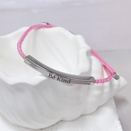 OIDIMS Be Kind Motivational Tube Bracelet For Women Men Adjustable Hand Bradied Wrap Stainless Steel Best Friend Inspirational Gifts Jewelry Christmas Birthday Graduation (Pink)