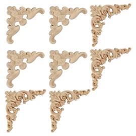 FINELYCR Pack of 8 Wooden Ornaments 8 x 8 cm, Wooden Ornaments for Furniture, Wood Carving Ornaments for Sticking, Solid Wood Carving, Used for Decoration of Furniture and Mirrors (2 Patterns)