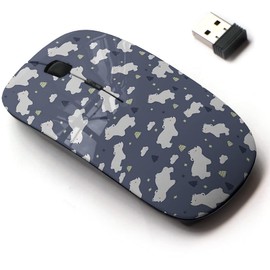2.4G Wireless Mouse with Cute Pattern Design for All Laptops and Desktops with Nano Receiver - Cute White Polar