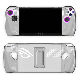 Oniartasy Protective Case for ROG Ally, Crystal Cover, PC Shell with Kickstand, Heat Dissipation, Anti-Slip/Scratch/Fingerprint, Ergonomic Grip, Lightweight Durable (Smoke Black)