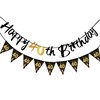 40th Birthday Decorations,Happy 40th Birthday Banners Black And Gold Party