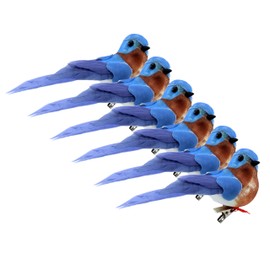 Cornucopia Imitation Bluebirds (6-Pack); Little Blue Birds for Crafts, Christmas Trees and Seasonal Displays and Wreaths