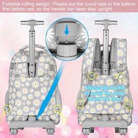 gxtvo Womens Rolling Backpack for Girls, Wheeled Bookbag with Lunch Box for Adults, Water Resistant Roller School Bag for College Teens Kids Travel - Grey