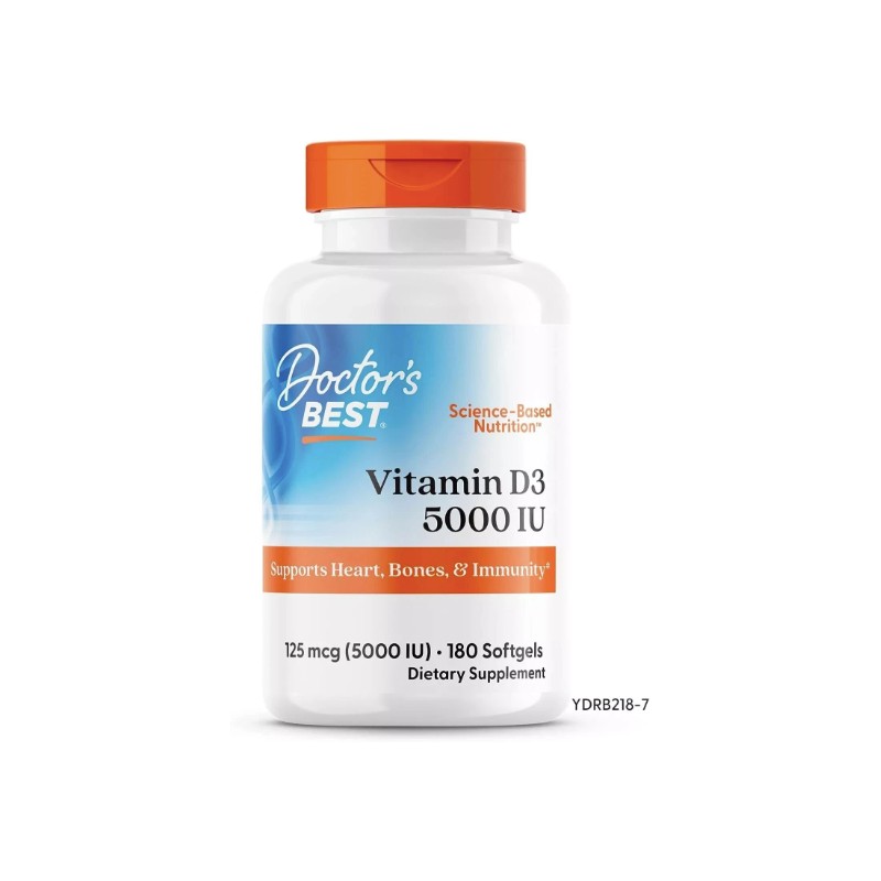 Doctor's Best Vitamin D3 5000IU, Non-GMO, Gluten Free, Soy Free,