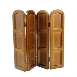 Melody Jane Dollhouse Walnut 4 Foldable Panel Bandage Display Room Divider Bedroom Furniture