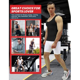 MEETYOO 1/2/3 Pack Shaper Slimming Tank Top Athletic Compression Shirt with Sleeveless Undershirts for Men, Black+Black, Medium
