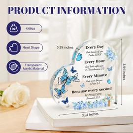 Christian Bible Verses Gift, Religious Encouragement Plaque, Acrylic Christian Women Birthday Gift, Religious Home Decor Acrylic Transparent Inspirational Gift for Mom Girl Sister Friend (God's Love)