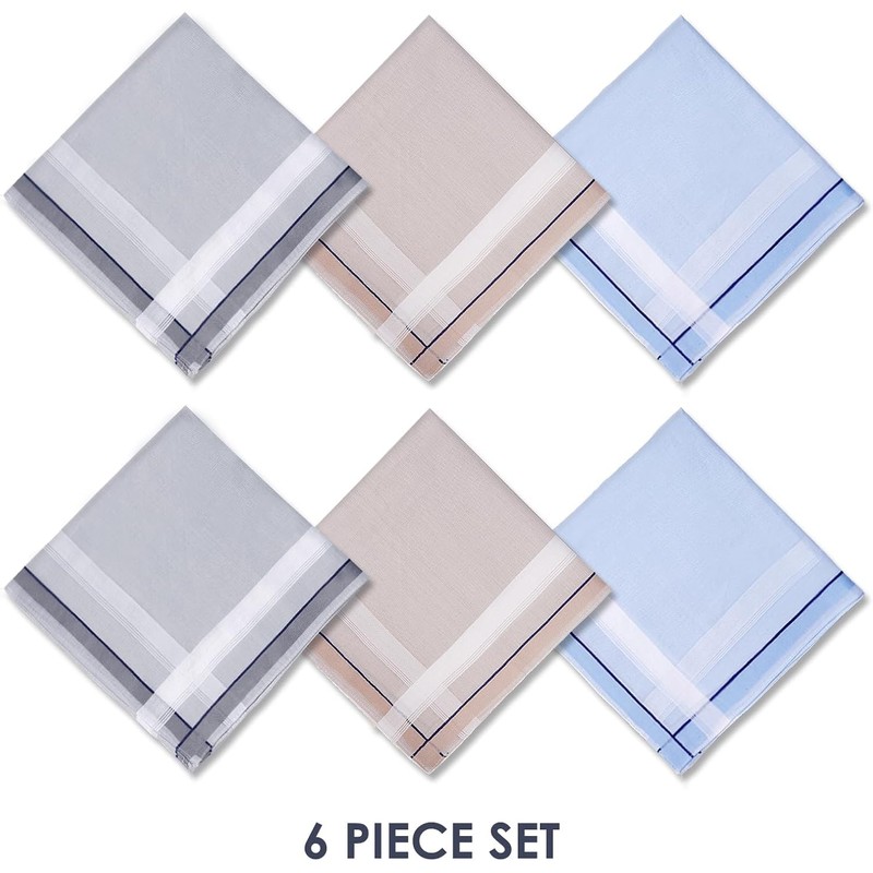 Men's Classic Cotton Handkerchief | Assorted Gents Hanky | Soft