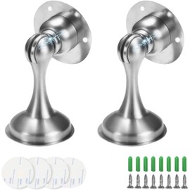 ZAKASEA 2 Piezas Tope de Puertas Magnético, Protector de Pared Puerta Tope Magnético Invisible Imanes, Inoxidable Tope de Puerta de Pared Incluye Cinta de Doble Cara y Tornillos, para Baño, Dormitorio
