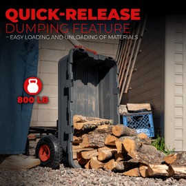 XtremepowerUS 2-in-1 Convertible Handle Heavy Duty Garden Cart Dump Wagon Utility 800-Pound Dump Cart Utility Cart for Yard, Farm 10" Pneumatic Tires