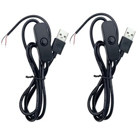 TOPXCDZ 2PCS LED Strip USB Connector Cable Extension 2 pin Power Supply Wire on/Off Switch Electrical 5V Wire for 5V USB Fan, LED Strips, Desk Lamp, Driving Recorder (Black)