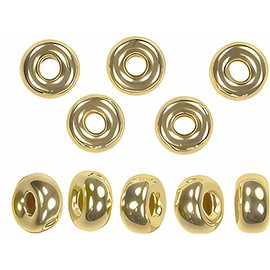 10 abalorio huecas Roundel de oro macizo auténtico de 14 quilates, muy pequeñas de 2,5 mm