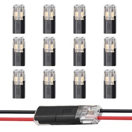 Pack of 12 2-pin cable connectors, car plug connectors, 2-pin waterproof quick connector, cable connector for 18-22 AWG cable, vehicles, audio, lighting systems
