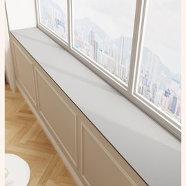 BANEBOR Window Sill Cushion Pad - Narrow Adjustable & Waterproof Window Seat Mat for Bay Windows, Absorbent Dust-Proof Liner with Non-Slip Backing,Cut-to-Fit (Light Grey, 59''x4'')