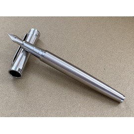 Rhapsody Luxury 3035 Executive STAINLESS STEEL Fountain Pen Ink Pens ~ 0.5mm Medium-Fine Nib