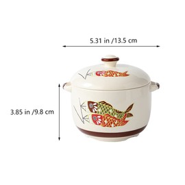 Cabilock 450ml Ceramic Stewing Pot with Lid Round Casserole Clay Pot Japanese Style Soup Bowl