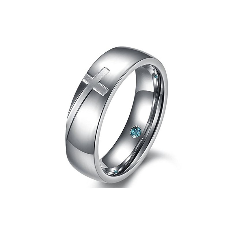 Fashion Month Mens Womens 6mm Stainless Steel Engrave Cross White