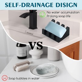 Silicone Soap Dish for Bar Soap Holder for Shower Bathroom Self Draining Waterfall Drying Tray Keep Soap Bars Dry Clean & Easy Cleaning (Black1, 1)