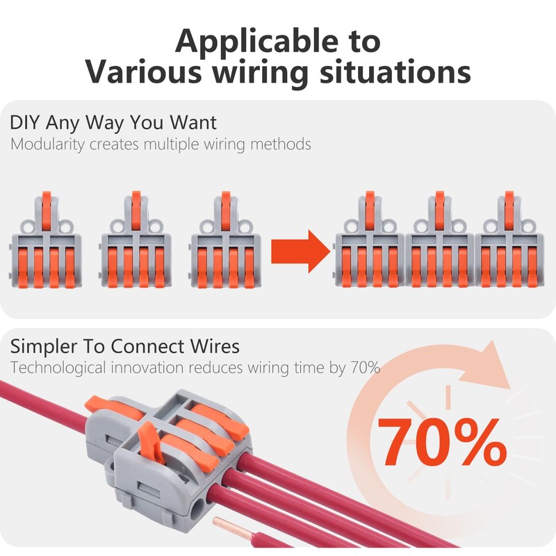 XALXMAW 14Pcs Lever Wire Connectors, 1 in 4 Out DIY