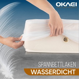 Okaei Mattress Protector 60 x 120 cm Baby cm Waterproof Surface Made of 100% Cotton Breathable Mattress Topper Washable Oeko-Tex Certified All Mattresses + 20 cm Fitted Sheet