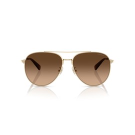 COACH Women's HC7169 Aviator Sunglasses, Shiny Light Gold/Brown Gradient, 57 mm