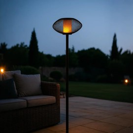 Solar Yard Outdoor Floor Lamp with Flame & Steady Modes, Adjustable Height, Retro Industrial Design, IP65 Waterproof Lighting with Auto On/Off for Patio, Garden, Backyard,Balcony